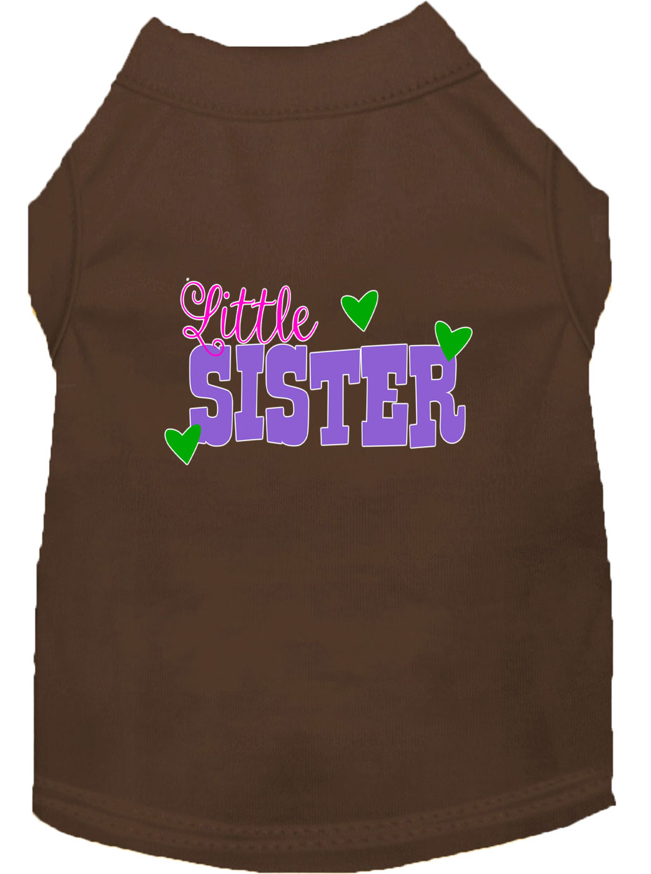 Little Sister Screen Print Dog Shirt Brown Lg